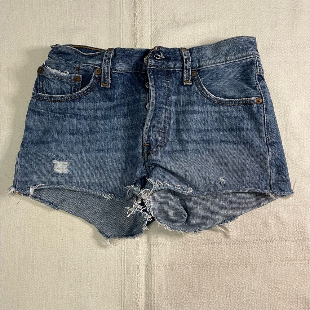 Levi's Blue Distressed Jean Shorts